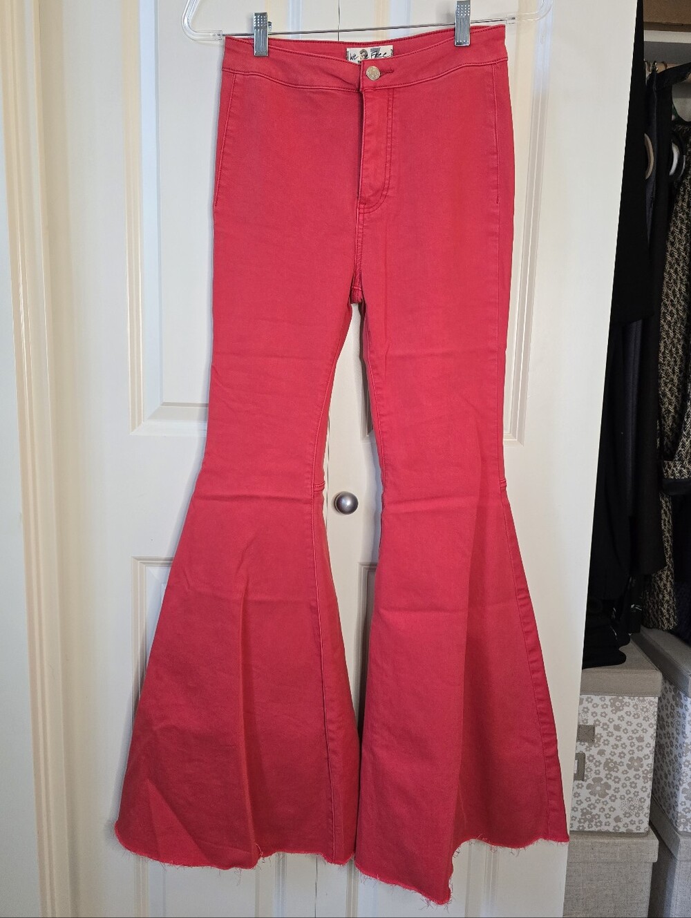 Free People Float On Flare In Vibrant Red - Size 27 - Super Flares!